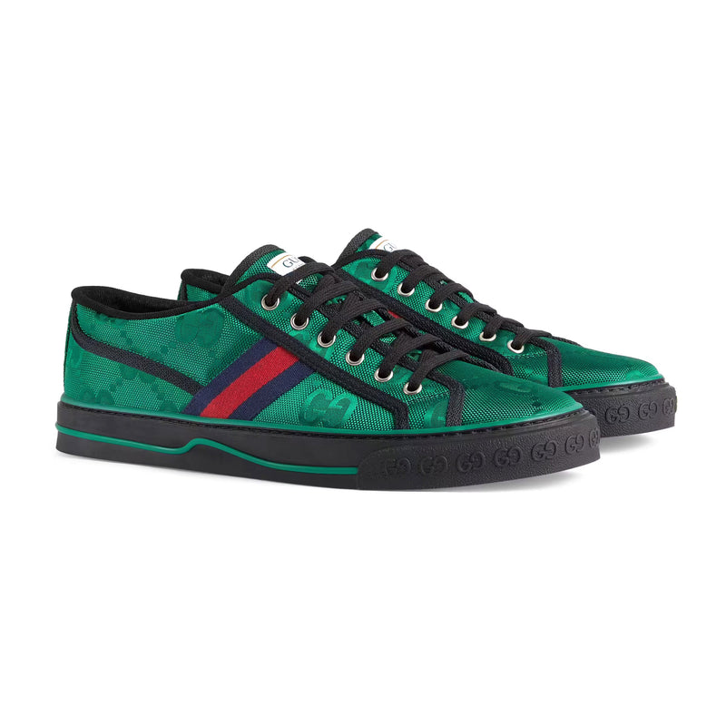 Gucci 675111 H9H70 3260 Off The Grid Men's Shoes Green Recycled Fabric Tennis 1977 Sneakers (GGM1734)-AmbrogioShoes