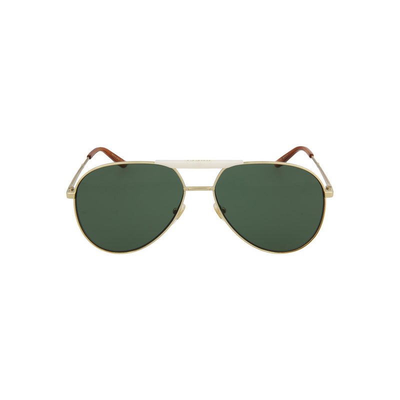 Gucci GG0242S-003 Men's Gold & Green Novelty Aviator Sunglasses (S)-AmbrogioShoes
