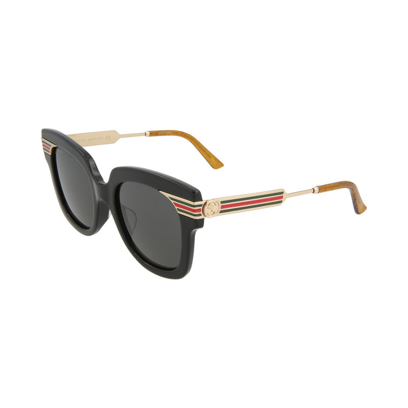 Gucci GG0281SA-001 Women's Black, Gold & Gray Novelty Sunglasses (S)-AmbrogioShoes
