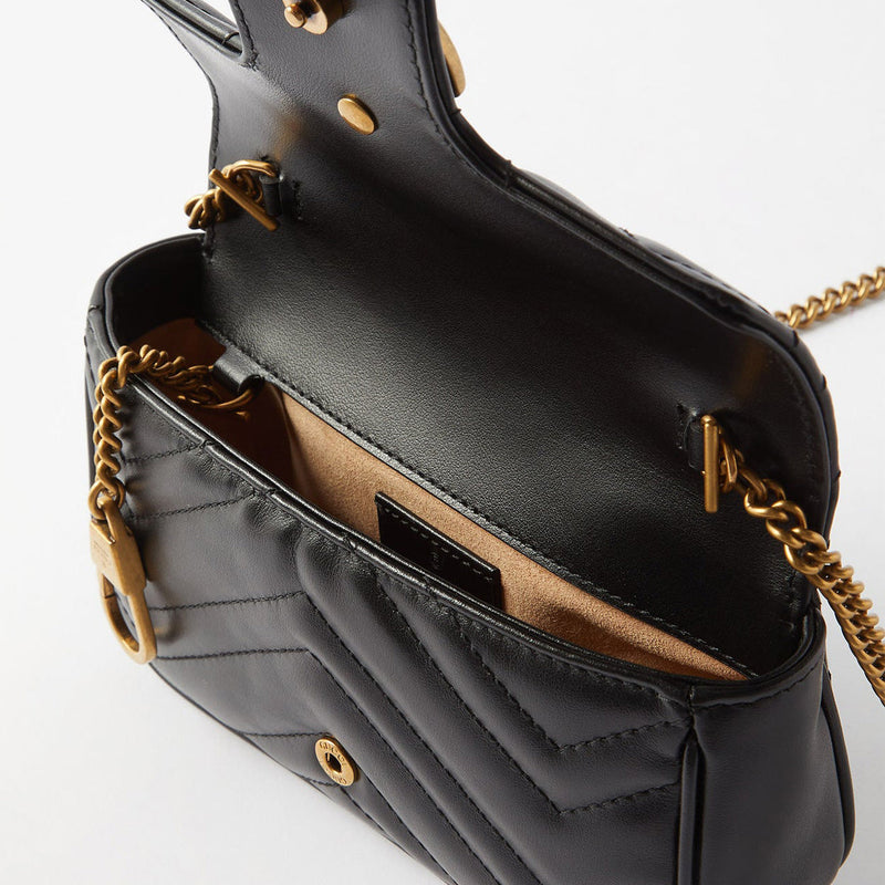 Gucci Marmont 476433 DTDCT 1000 Women's Black Matelassé Leather Super –  AmbrogioShoes