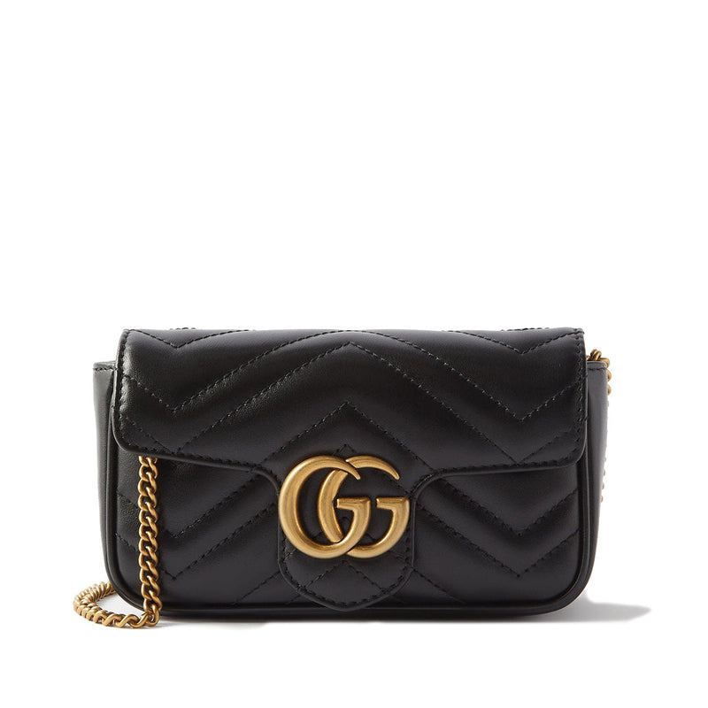 Gucci GG Marmont Super Mini Leather Crossbody Bag Black