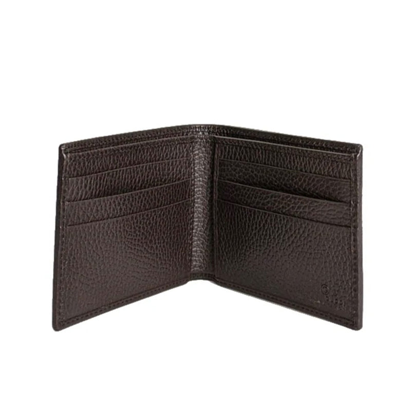 Real Genuine Gucci Men's Brown Micro GG Embossed Leather Bi-fold Wallet