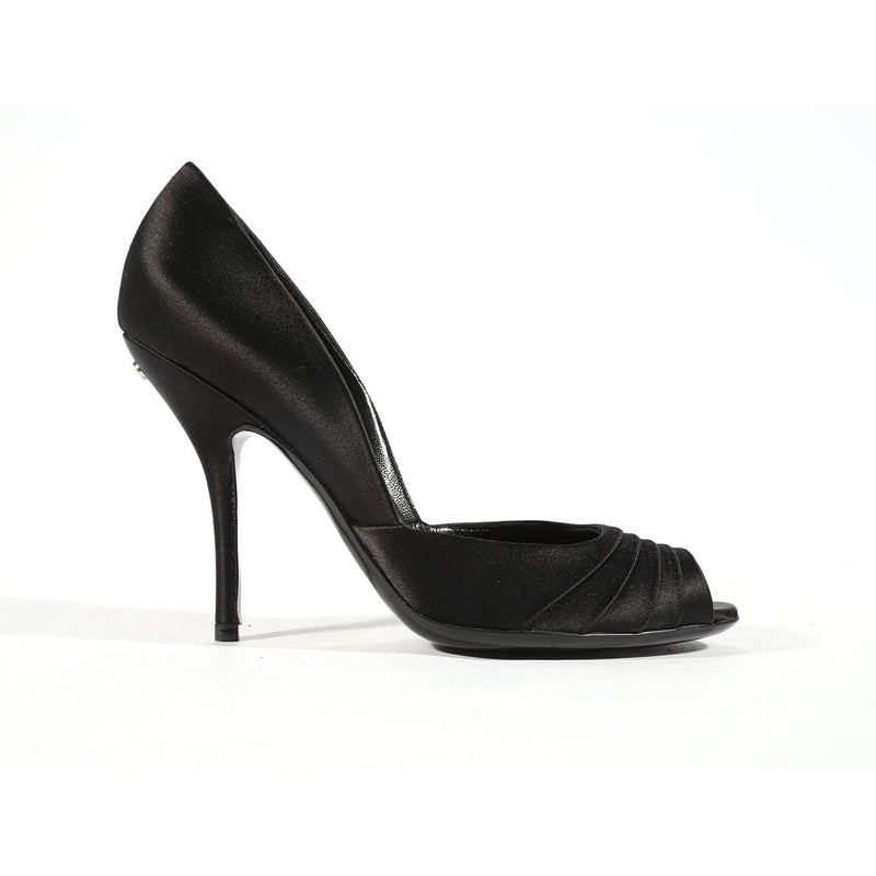 Gucci Women's Designer Shoes Classic Dressy Black Satin Pumps (GGW1563)-AmbrogioShoes