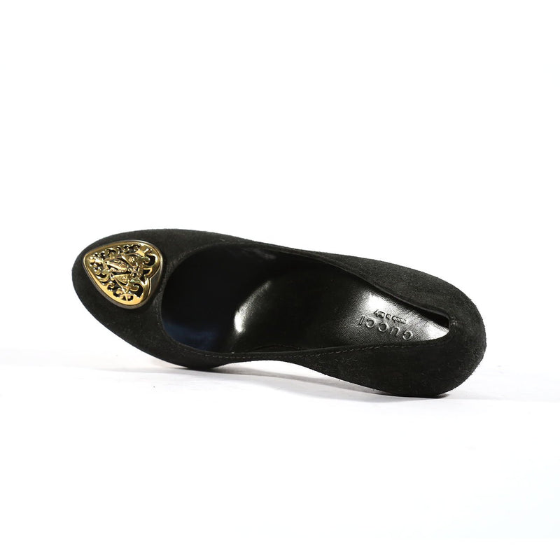 Gucci Womens Shoes Brown Suede & Napa Logo Pumps (GGW1561)-AmbrogioShoes