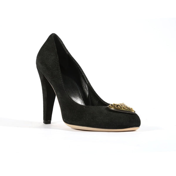 Gucci Womens Shoes Brown Suede & Napa Logo Pumps (GGW1561)-AmbrogioShoes