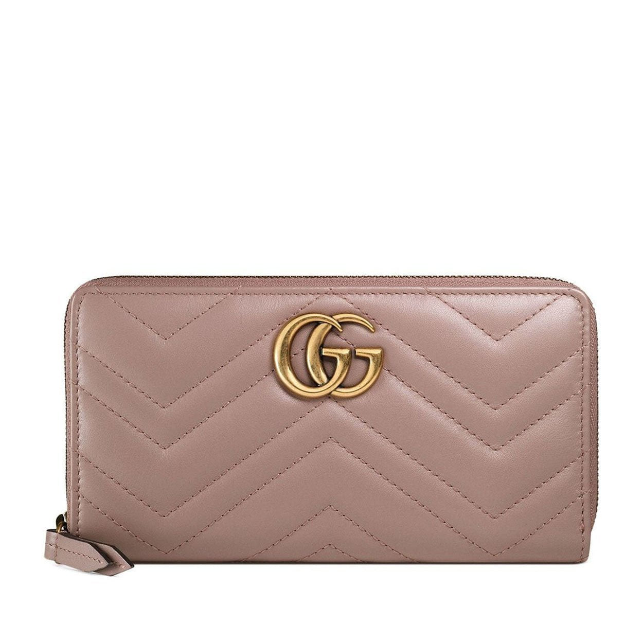 Gucci Women's Wallet Marmort Pink Calf-Skin Leather Quilted Wallet 443 ...