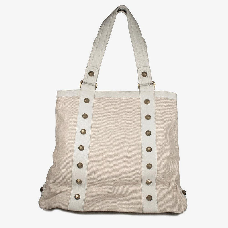 Dellamoda Handbag Colby Tote White Canvas Designer Bag (DM62)-AmbrogioShoes