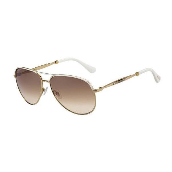 Jimmy Choo Jewly/S Sunglasses Rose Gold Ivory (S1) / Brown Gradient-AmbrogioShoes