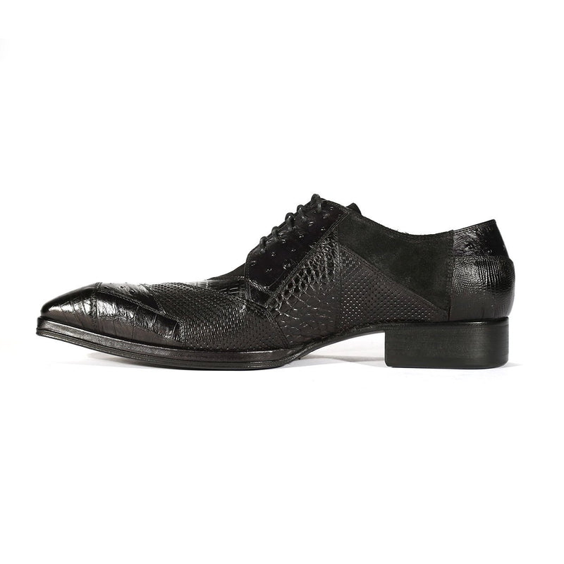Jo Ghost 2028 Men's Shoes Black Multi Material Leather Derby Oxfords (JG5305)-AmbrogioShoes