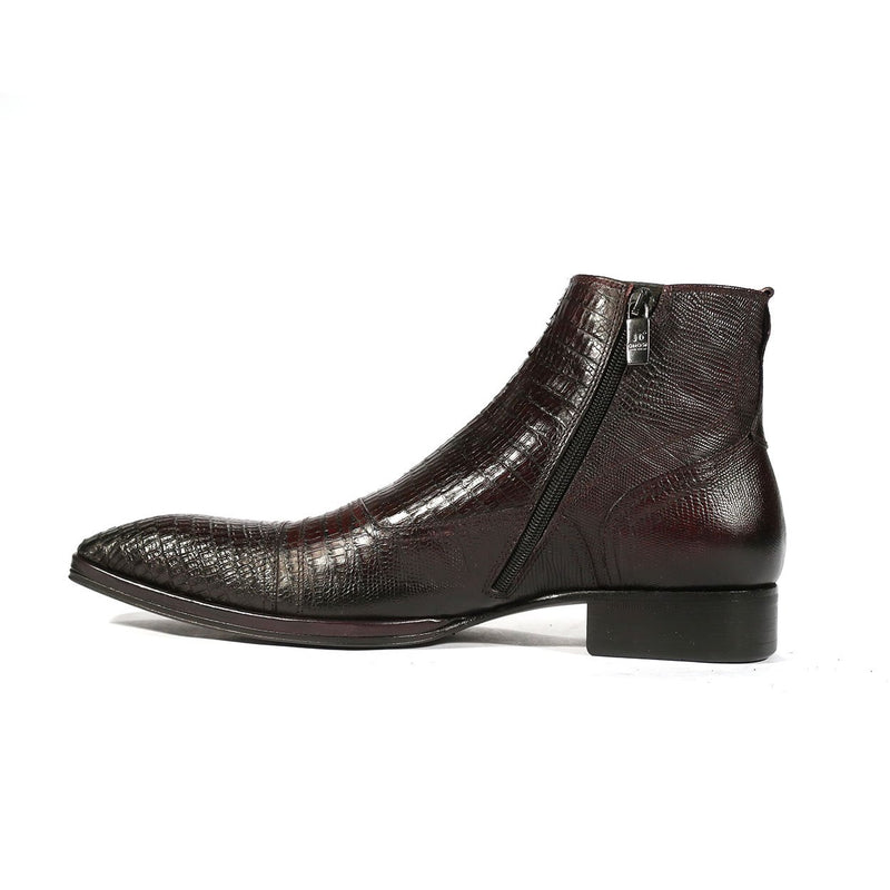 Jo Ghost 2379 Men's Shoes Burgundy Lizard Print / Calf-Skin Leather Boots (JG5254)-AmbrogioShoes
