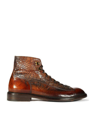 Jo Ghost 2833 Crust Crocodile Print / Buffalo Leather Boots (JG5304)-AmbrogioShoes