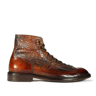 Jo Ghost 2833 Men's Shoes Crust Crocodile Print / Buffalo Leather Boots (JG5304)-AmbrogioShoes