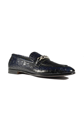 Jo Ghost 2955 Crocodile Print Leather Chain Loafers (JG5312)-AmbrogioShoes