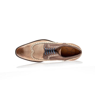 Jose Real Men's Italian Faggio Brown Nubuck / Texture Print / Suede Leather Wing-tip Oxfords H670 (RE2206)-AmbrogioShoes