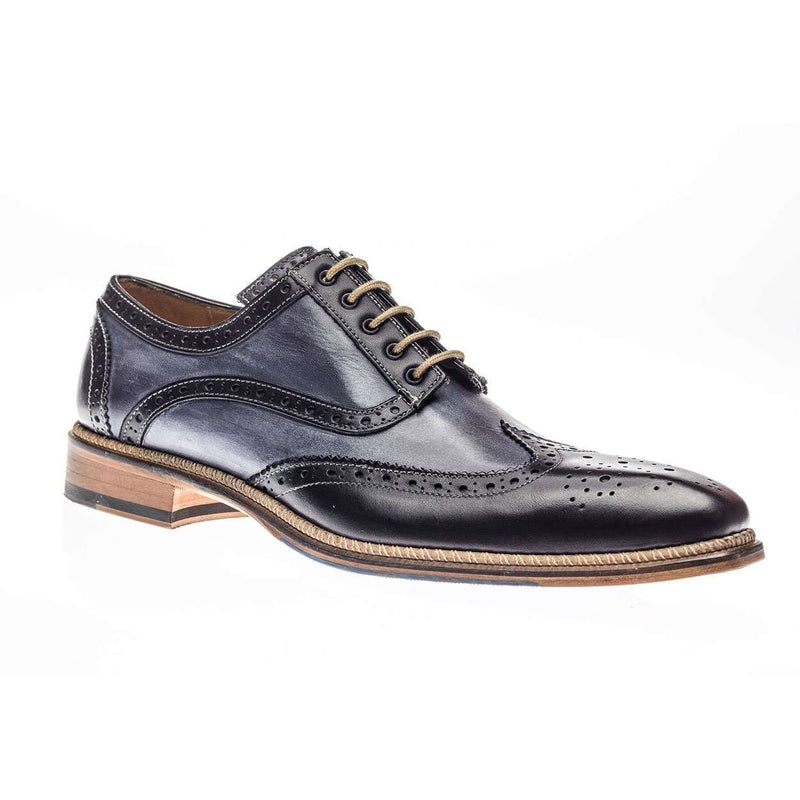 Jose Real Men's Shoes Veloce Antracite & Nero Calf-skin Leather Oxfords R2318 (RE2119)-AmbrogioShoes