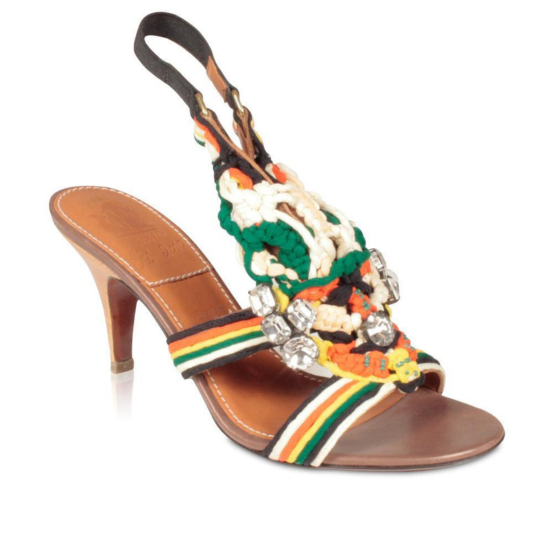 Lanvin Women's Designer Shoes Rainbow Multi-Color Jewel Woven Leather Sandals (LANVIN-1501)-AmbrogioShoes