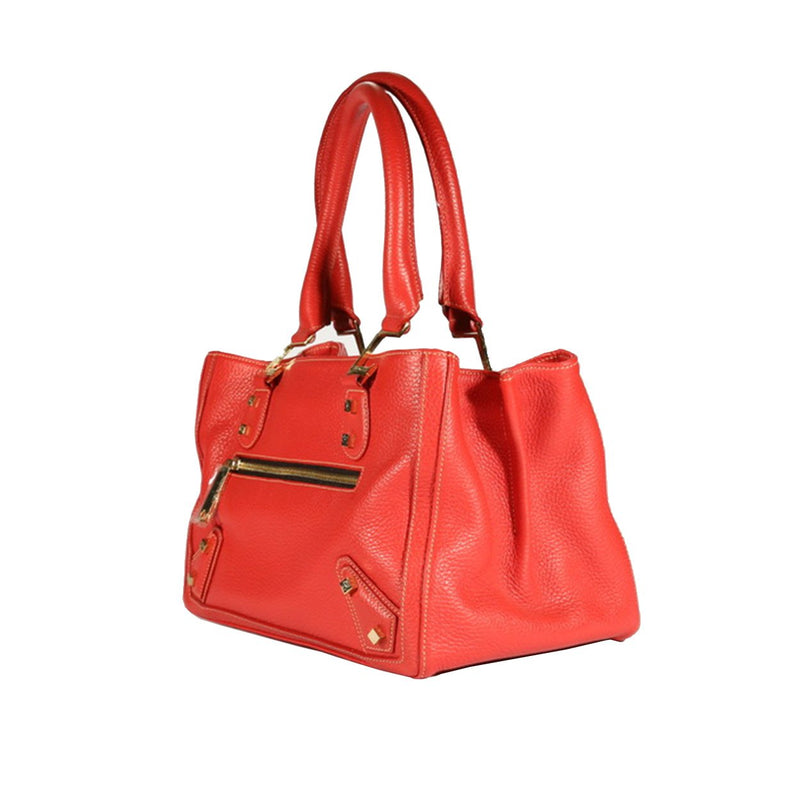 Lowe Valentini Women Red Italian Deer-Skin Leather Handbag (LV3000)-AmbrogioShoes