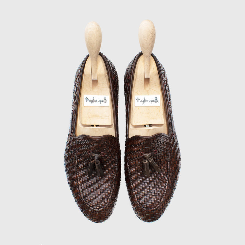 Maglieriapelle Alacati Men's Shoes Brown Woven Leather Tassels Loafers (MG1306)-AmbrogioShoes