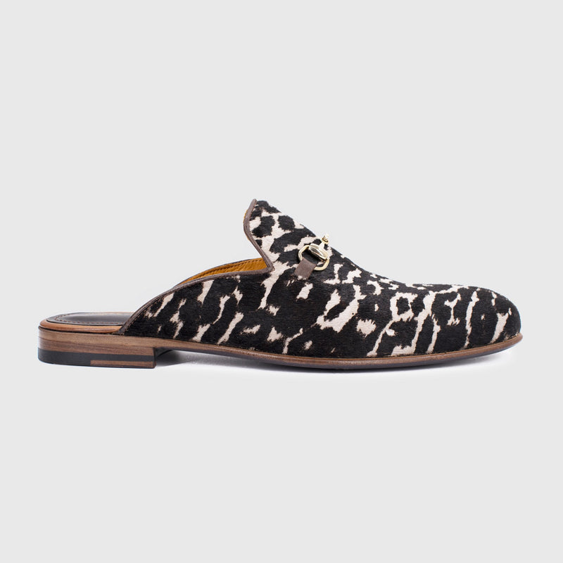 Maglieriapelle Burdur Men's Shoes Leopard Cavallino Leather Slip-On Horsebit Sandals (MG1313)-AmbrogioShoes