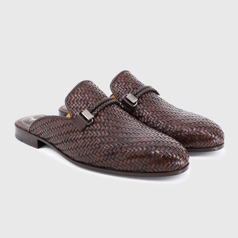 Maglieriapelle Icel Men's Shoes Brown Woven Calf-Skin Leather Sandals (MG1319)-AmbrogioShoes