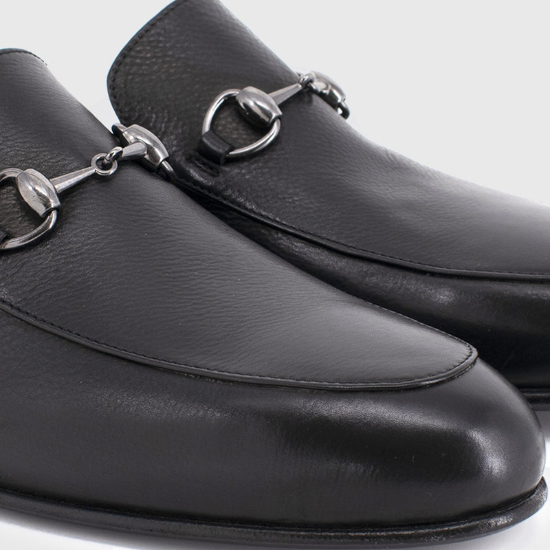 Maglieriapelle Kars Men's Shoes Black Calf-Skin Leather Horsebit Sandals (MG1316)-AmbrogioShoes