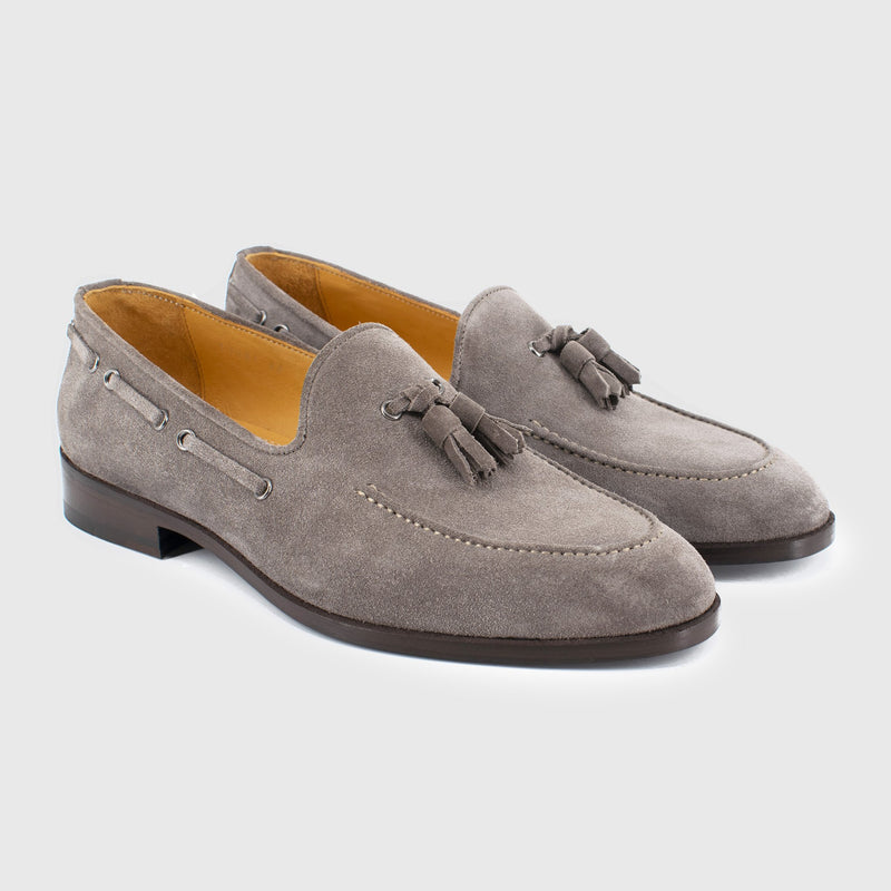 Maglieriapelle Kekova Men's Shoes Gray Suede Leather Tassels Loafers (MG1305)-AmbrogioShoes