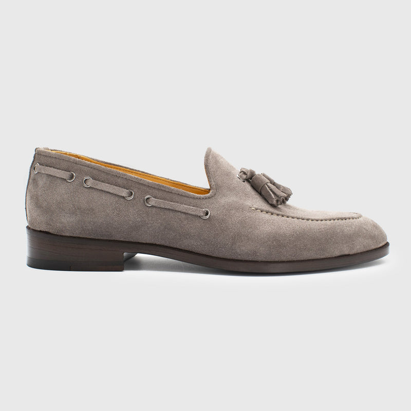 Maglieriapelle Kekova Men's Shoes Gray Suede Leather Tassels Loafers (MG1305)-AmbrogioShoes