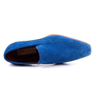 Maglieriapelle Men's Designer Shoes Blue Alacati Suede Loafers (MGS1168)-AmbrogioShoes