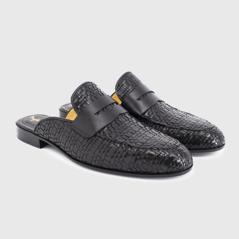 Maglieriapelle Rize Men's Shoes Black Woven Leather Sandals (MG1315)-AmbrogioShoes