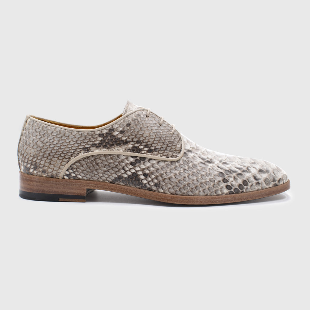 Maglieriapelle Sisli-2 Men's Shoes Beige Exotic Python Derby Oxfords  (MG1367)
