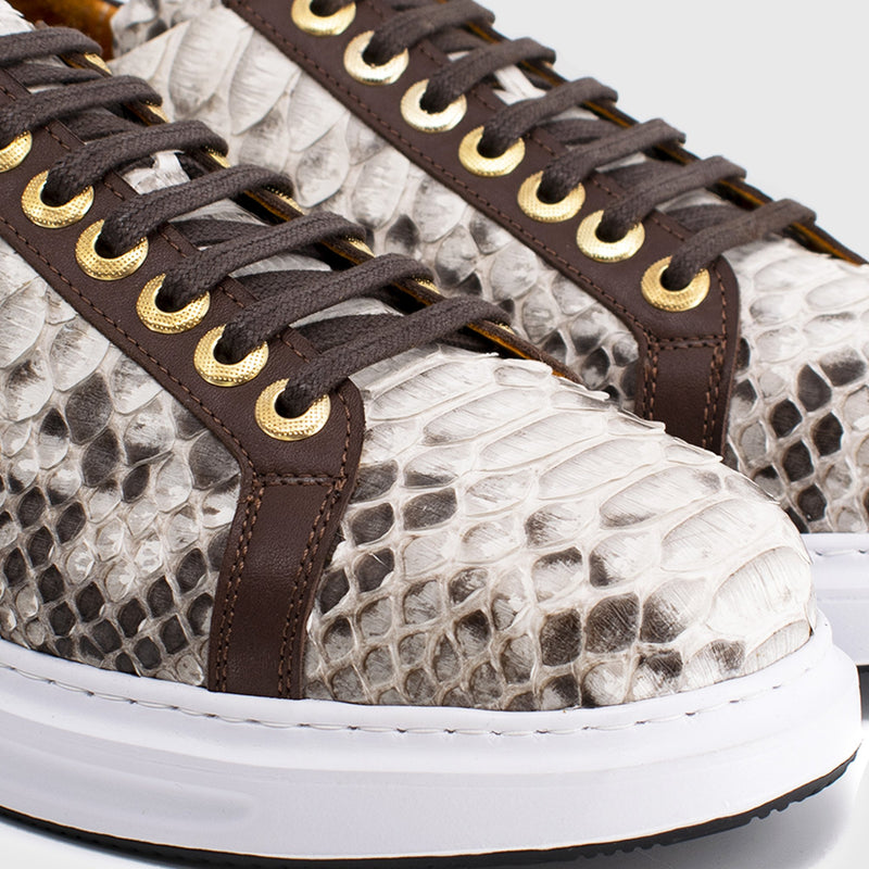 Maglieriapelle Taksim-2 Men's Shoes Beige Exotic Python Casual Sneakers (MG1351)-AmbrogioShoes