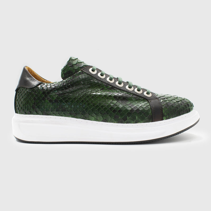 Maglieriapelle Taksim-2 Men's Shoes Green Exotic Python Casual Sneakers (MG1354)-AmbrogioShoes