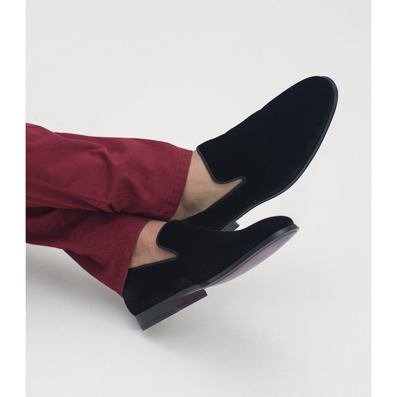 Magnanni 12475 Dorio Men's Shoes Black Velvet Fabric Slip-On Loafers (MAG1002)-AmbrogioShoes
