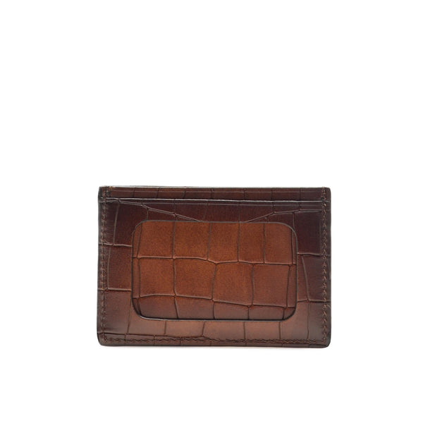 Magnanni 1283 Men's Cognac Alligator Print Leather Card Holder Wallet (MAW1010)-AmbrogioShoes