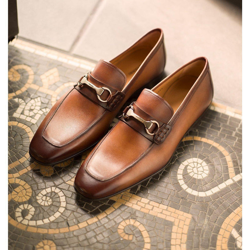 Magnanni 18456 Rafia-II Men's Shoes Buterblade Cognac Calf-Skin Horsebit Loafers (MAG1077)-AmbrogioShoes