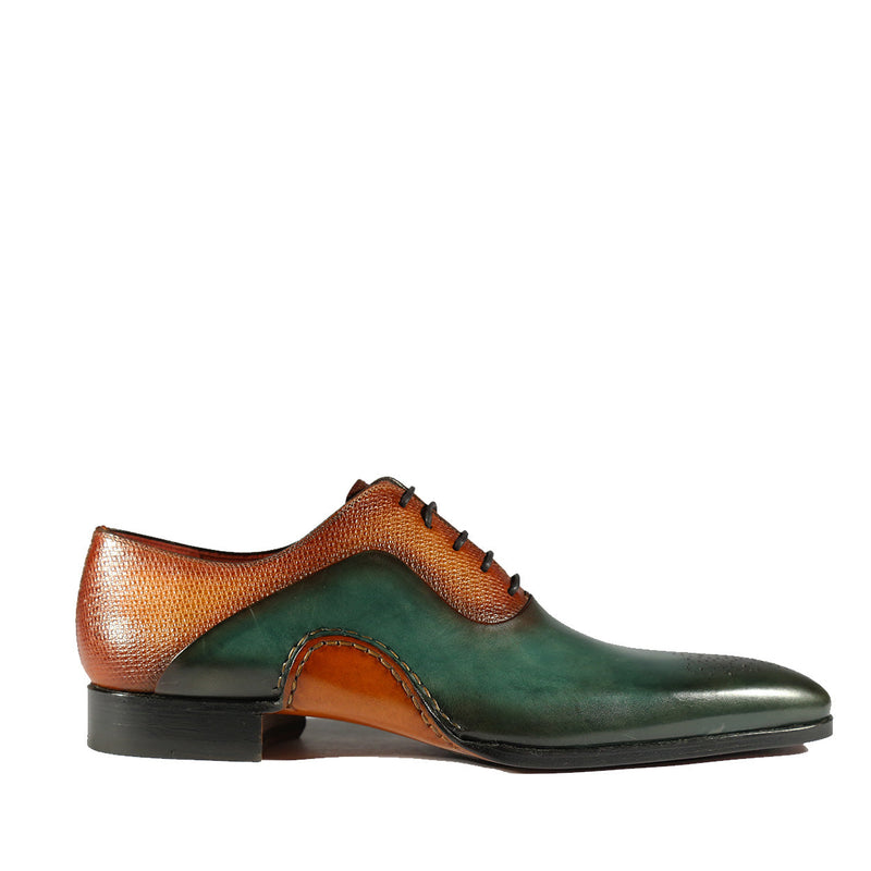 Magnanni 20120 Sanchez II Men's Shoes Brown & Green Grabado Print / Calf-Skin Leather Oxfords (MAGS1090)-AmbrogioShoes