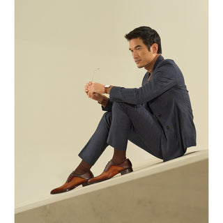 Magnanni 20120 Sanchez II Two-Tone Brown Grabado Print / Calf-Skin Leather Oxfords (MAGS1004)-AmbrogioShoes