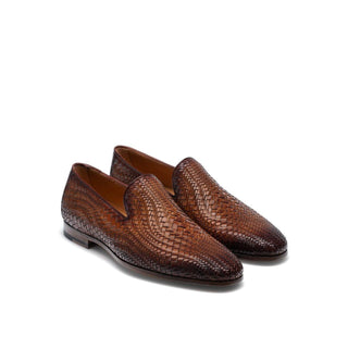 Magnanni 22702 Herrera Brown Woven Leather Slip-On Loafers (MAGS1009)-AmbrogioShoes