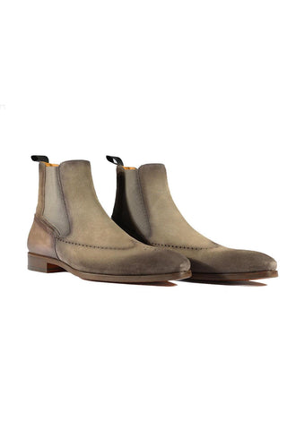 Magnanni 23501 Safari Gray Suede / Patina Leather Chelsea Boots (MAGS1086)-AmbrogioShoes