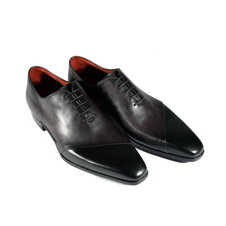 Magnanni 23869 Black & Gray Patina Leather Oxfords (MAGS1088)-AmbrogioShoes