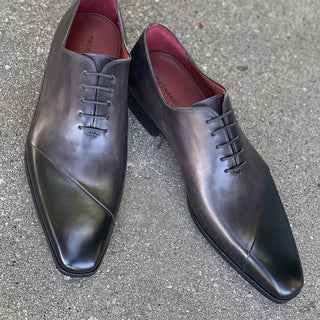 Magnanni 23869 Black & Gray Patina Leather Oxfords (MAGS1088)-AmbrogioShoes