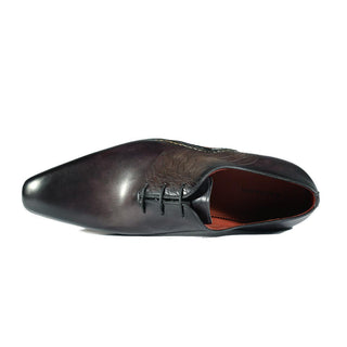 Magnanni 24133 Black & Gray Patina Leather Whole-cut Oxfords (MAGS1089)-AmbrogioShoes