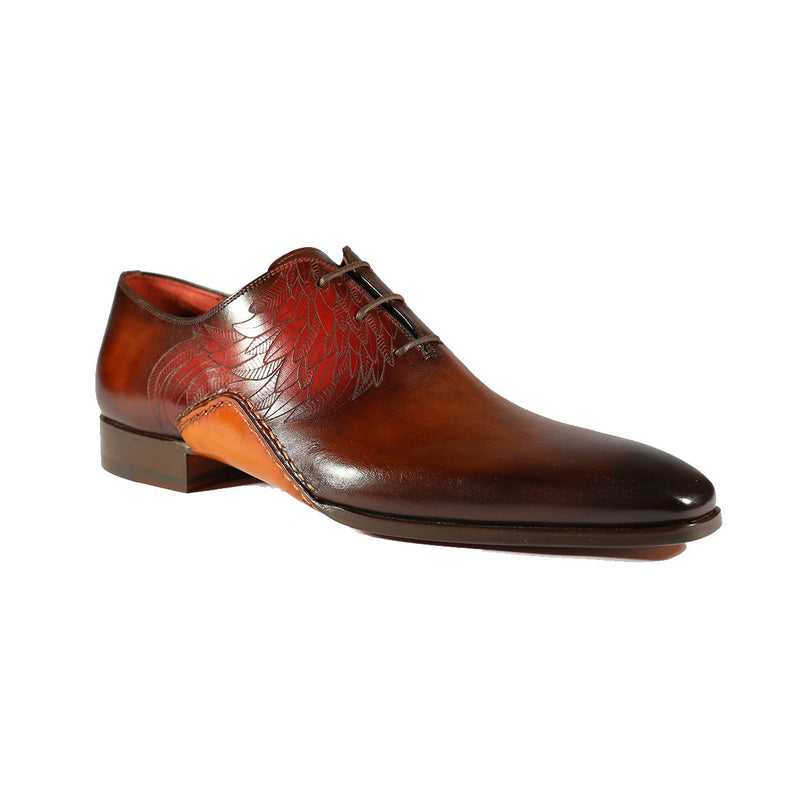 Magnanni 24133 Men's Shoes Tobacco & Red Patina Leather Whole-cut Oxfords (MAGS1094)-AmbrogioShoes