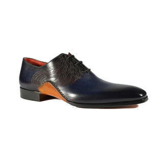 Magnanni 24133 Navy & Gray Patina Leather Whole-cut Oxfords (MAGS1093)-AmbrogioShoes