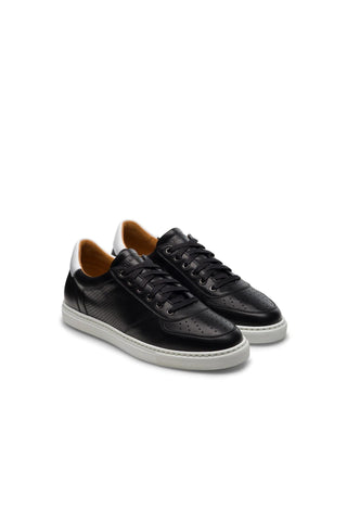 Magnanni 24425 Griffith Lo Black Calf-Skin Leather Casual Sneakers (MAGS1084)-AmbrogioShoes