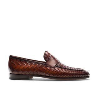 Magnanni 24461 Herman Boltiarcade Cognac Woven Leather Penny Loafers (MAGS1080)-AmbrogioShoes