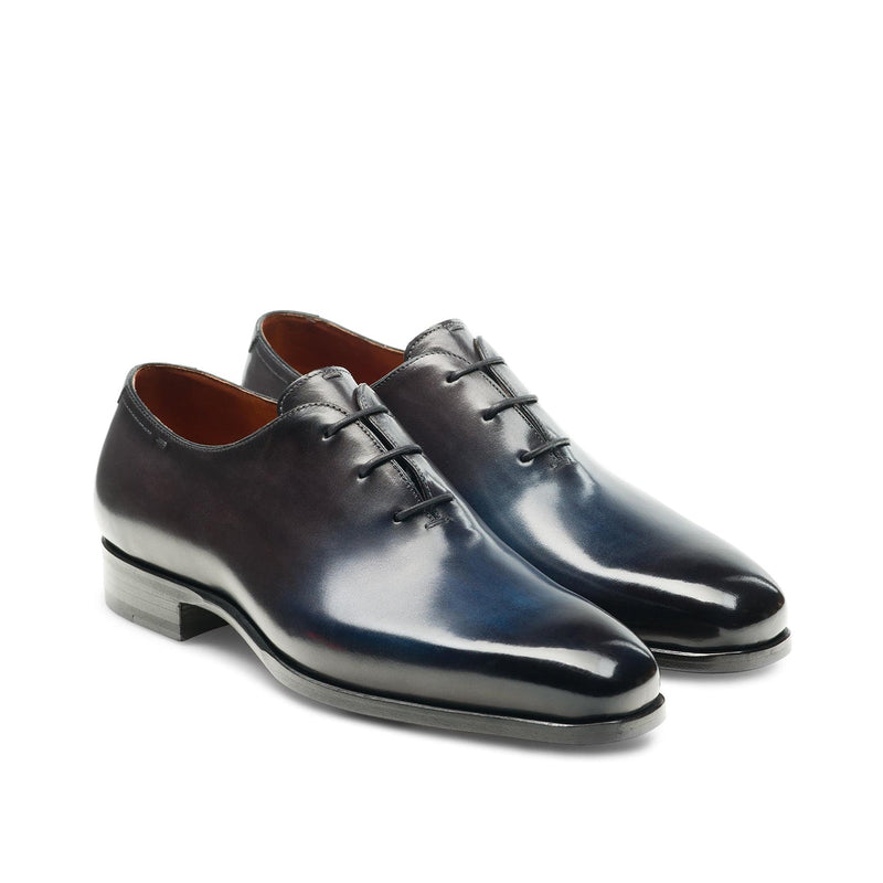 Magnanni Alexander 22972 Men's Shoes Navy & Gray Calf-Skin Leather Whole-Cut Oxfords (MAGS1108)-AmbrogioShoes