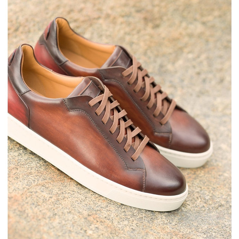 Magnanni 22464 Amadeo Men's Shoes Cognac & Brown Calf-Skin Leather Casual Sneakers (MAG1014)-AmbrogioShoes