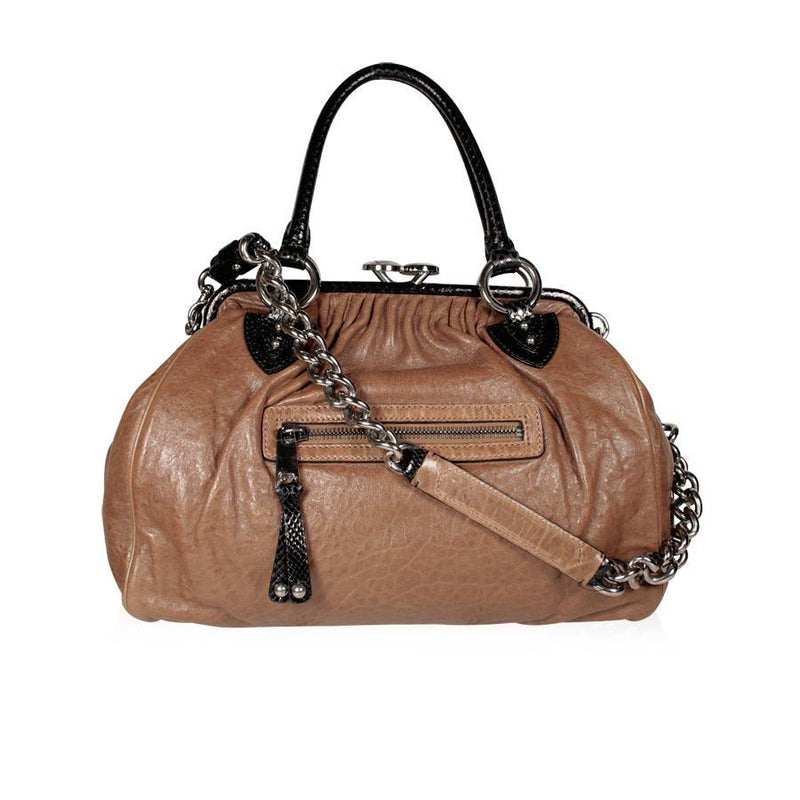 Marc jacobs Women's Handbag Brown Stam Satchel Italian leather bag C382036 (MJ1104)-AmbrogioShoes