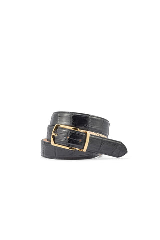 Mauri 0100/35 Men's Black Exotic Alligator Belt (MAB1037)-AmbrogioShoes